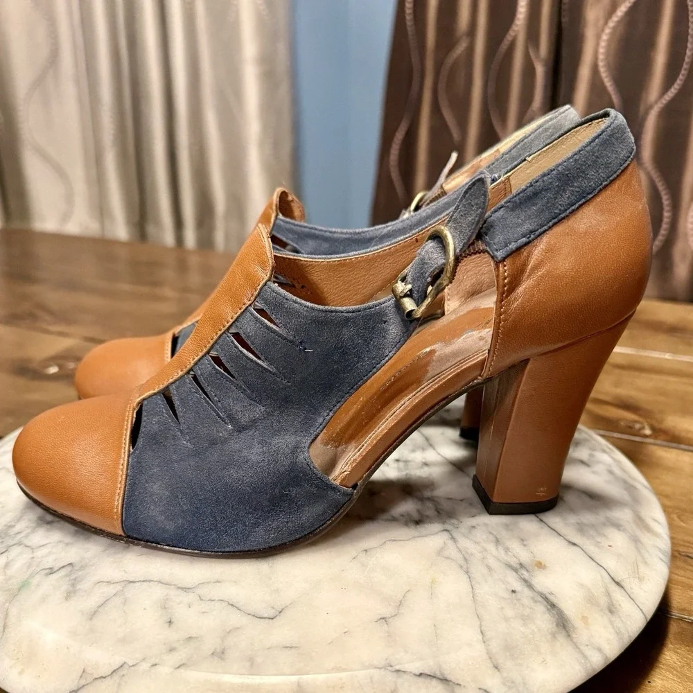 NEW! Re-Mix Classic Vintage Footwear PARKVIEW Seude & Leather‎ Shoes Heels Sz 8